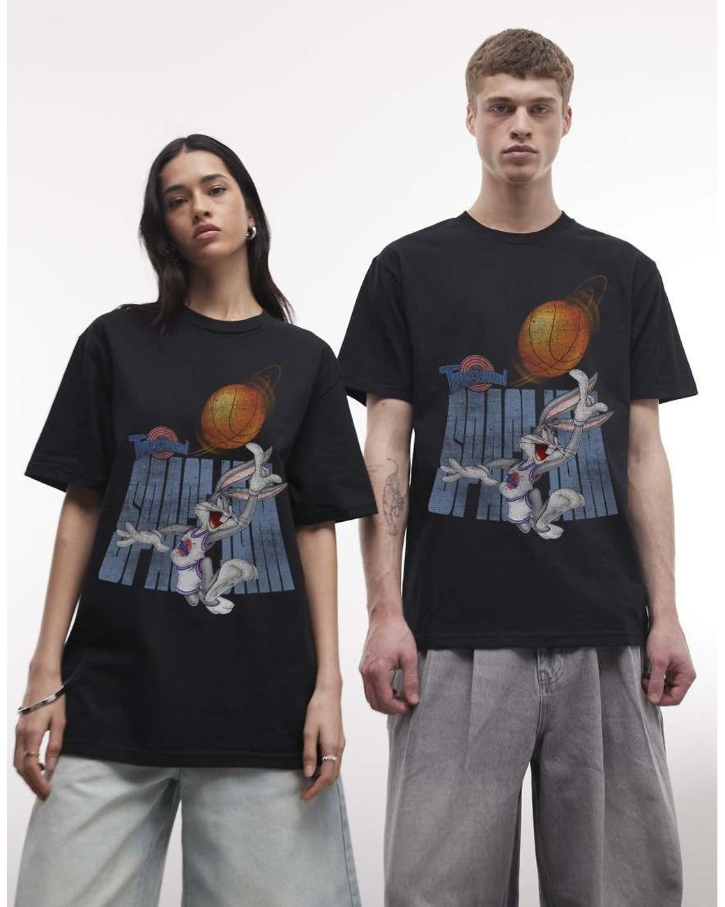 PRNT Black Space Jam Bugs Bunny Relaxed T-Shirt