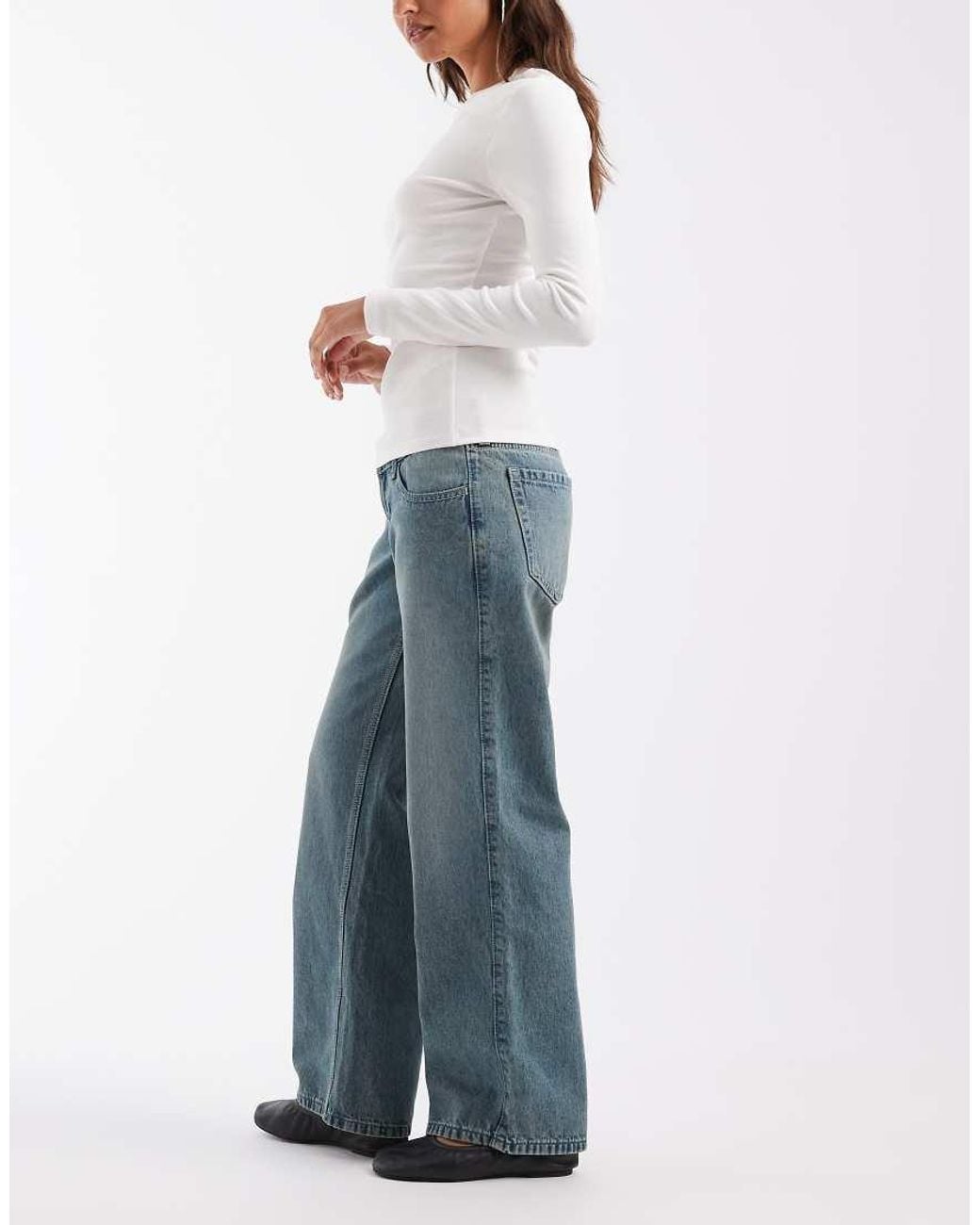 Hollister Blue Ultra Low Rise Baggy Fit Jeans