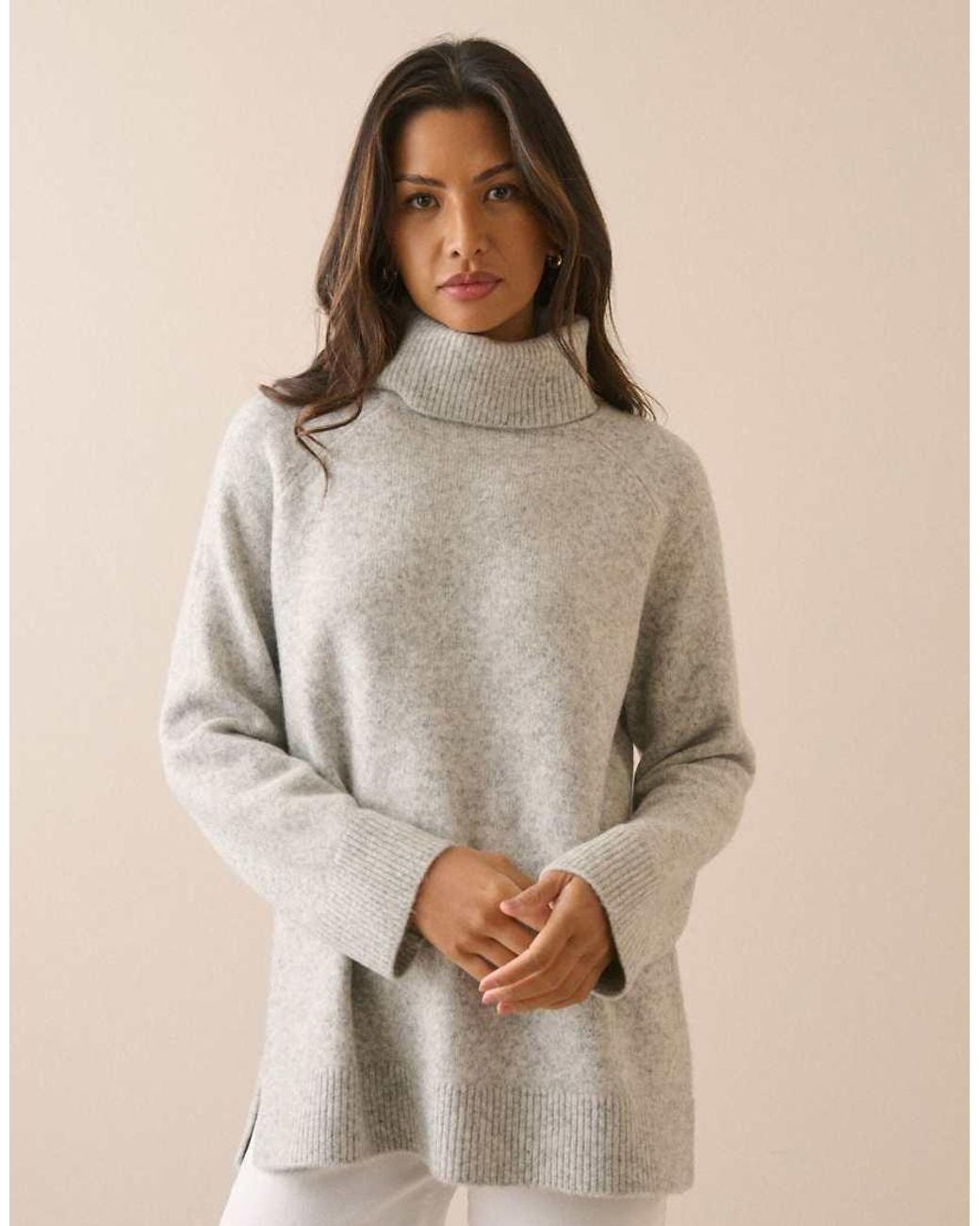 Nobody's Child Natural Marl Roll-Neck Oversized Jumper