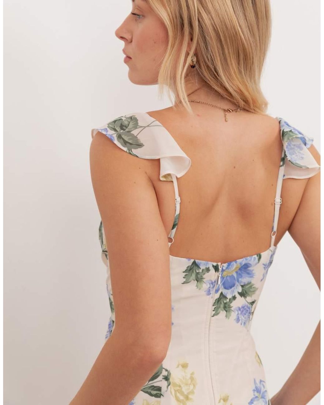 ANAYA White Floral Strappy V Neck Maxi Dress