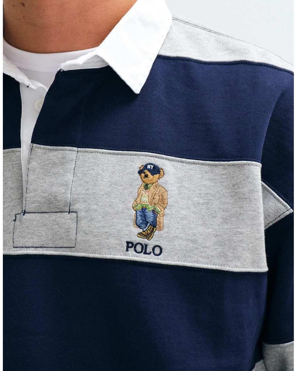 Polo Ralph Lauren Blue Bear Logo Rugby Shirt for men