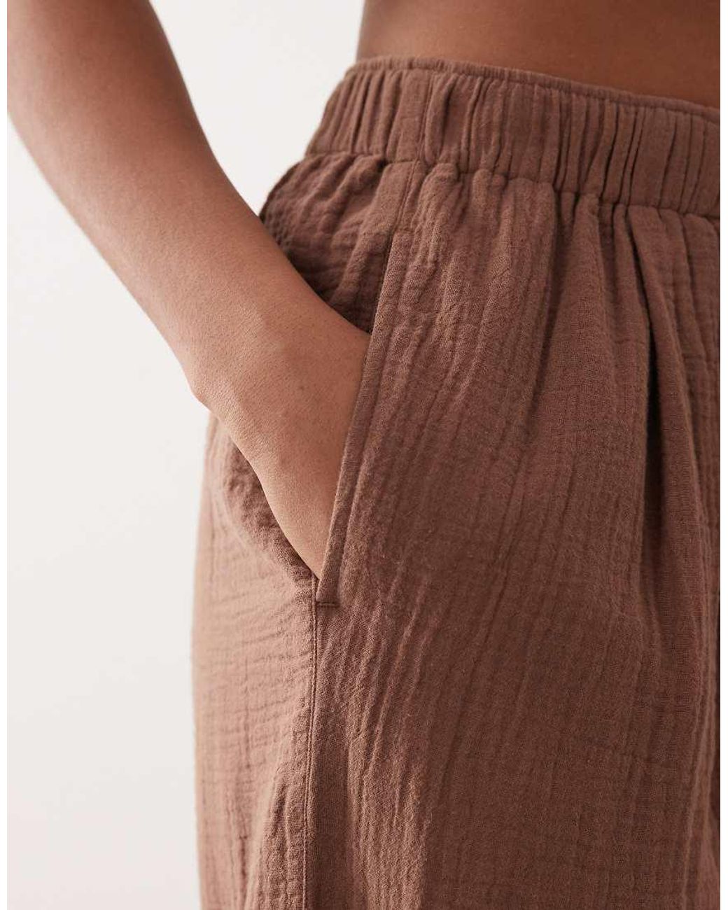 ASOS White Asos Design Tall Callie Cheesecloth Beach Balloon Trouser