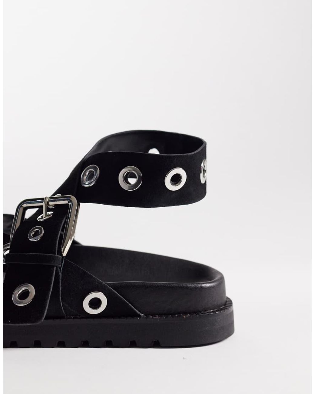 ASOS Black Francoise Eyelet Flatform Sandal