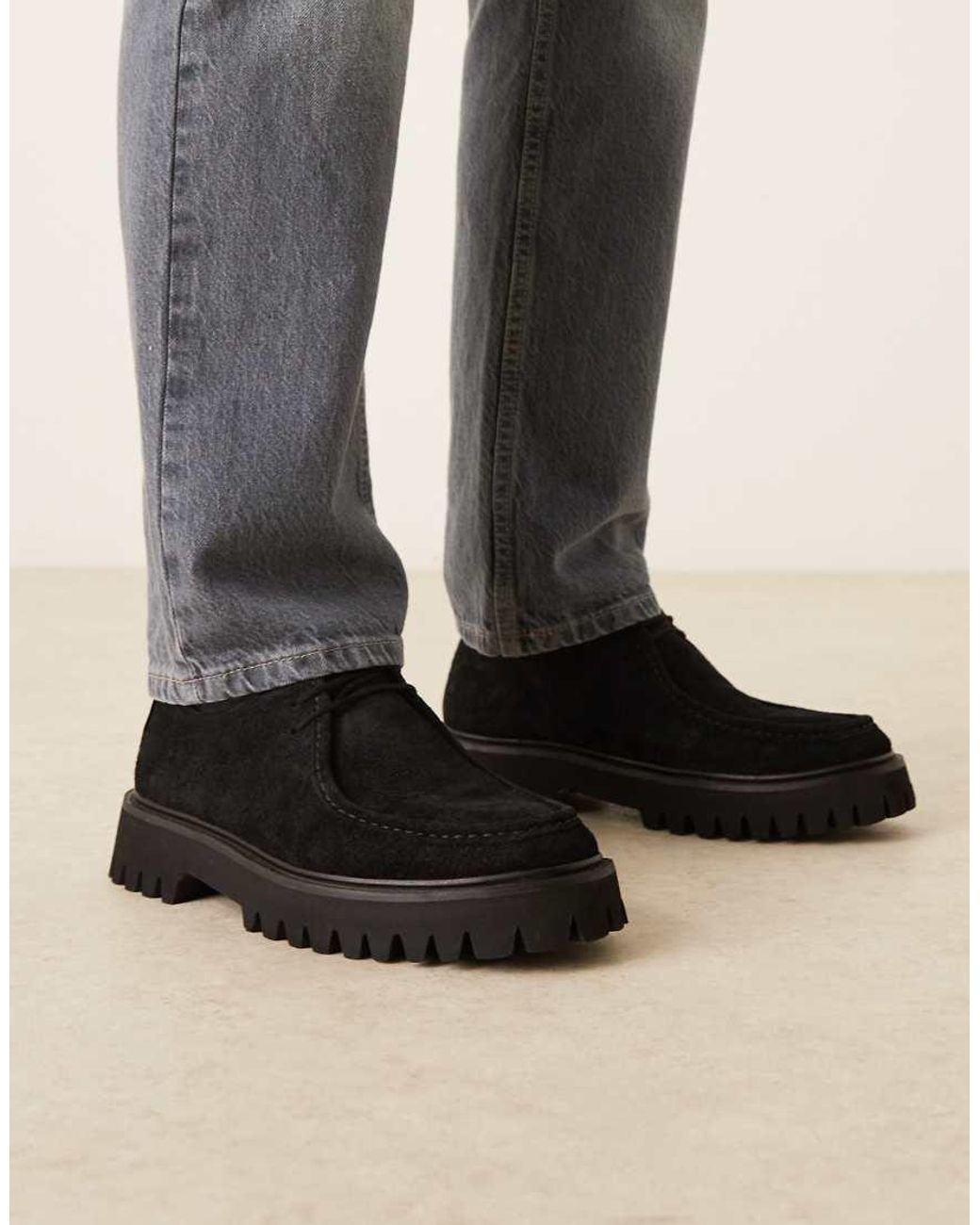 Walk London Black Hopper Apron Shoe for men