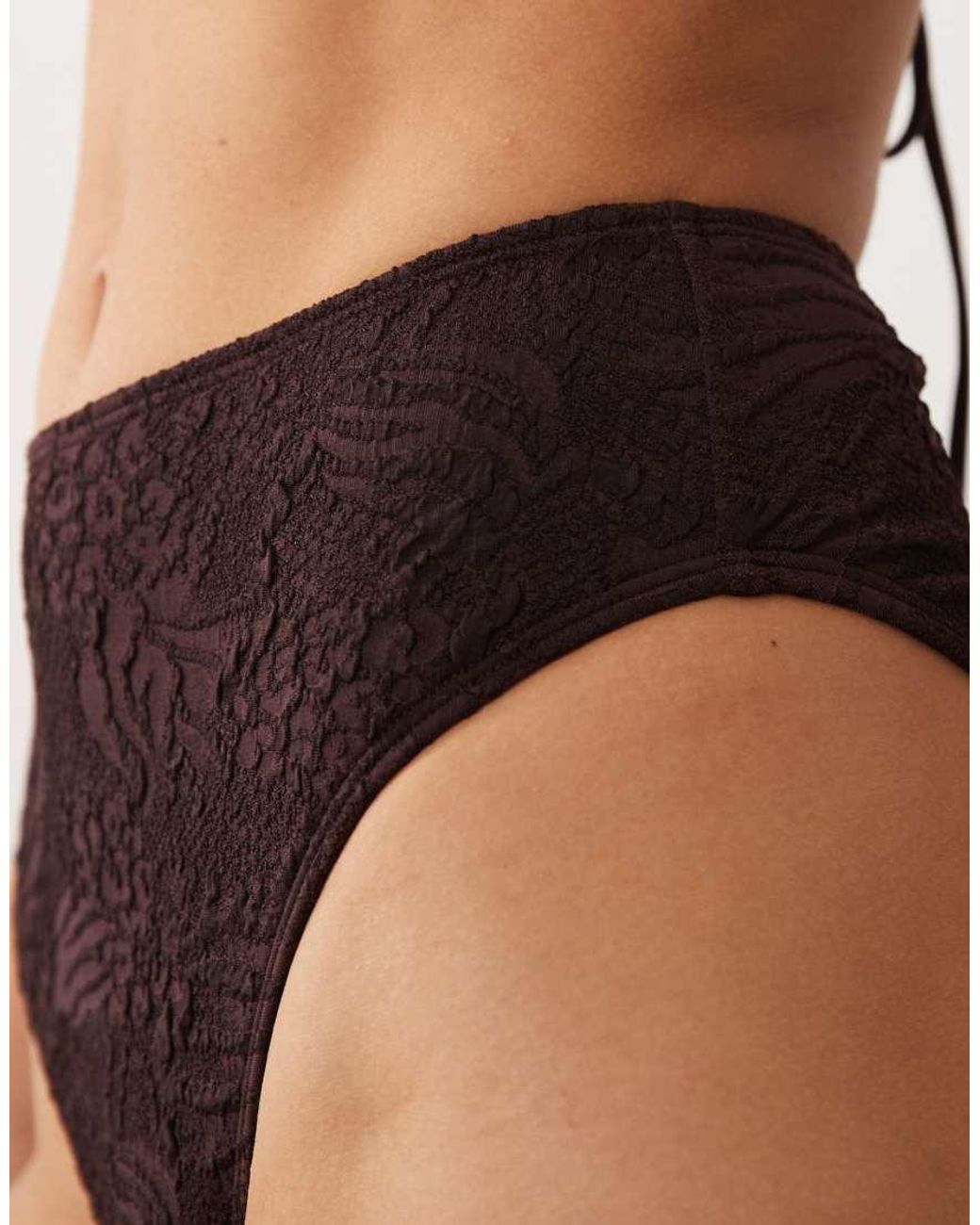 ASOS Brown Cassi Azores High Leg High Waist Bikini Bottom