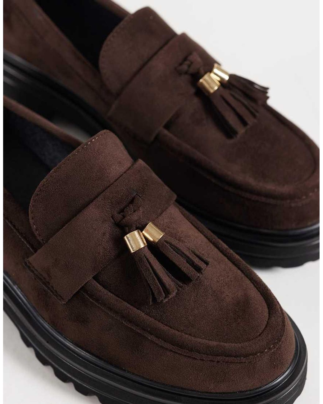 SEQWL Black Jeep Faux Suede Chunky Tassel Loafers