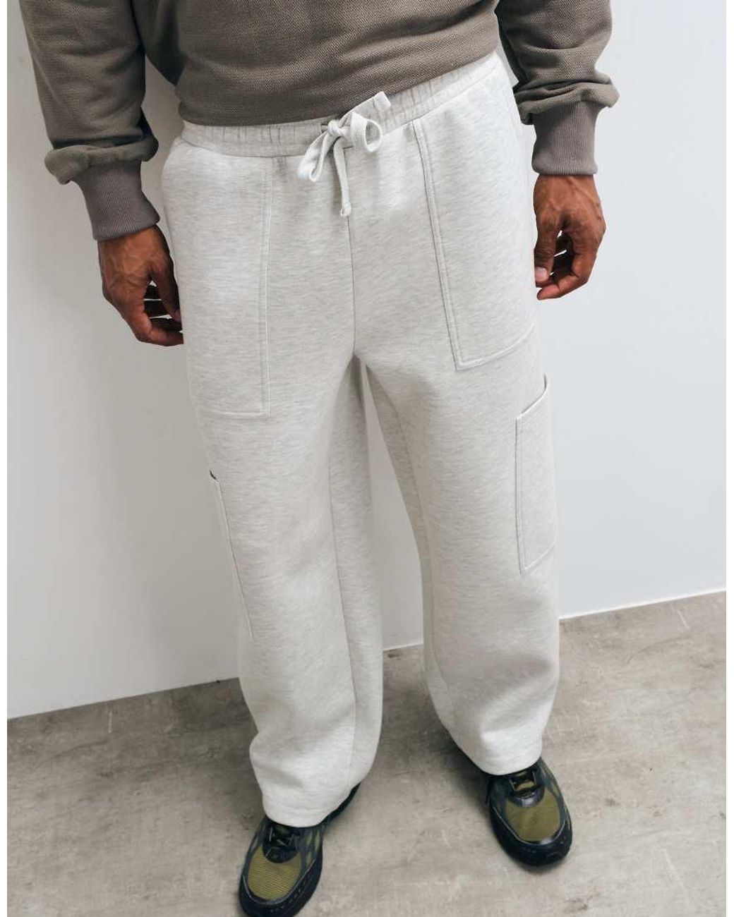 ASOS Gray Wide Leg jogger W/ Fatique & Patch Pockets for men