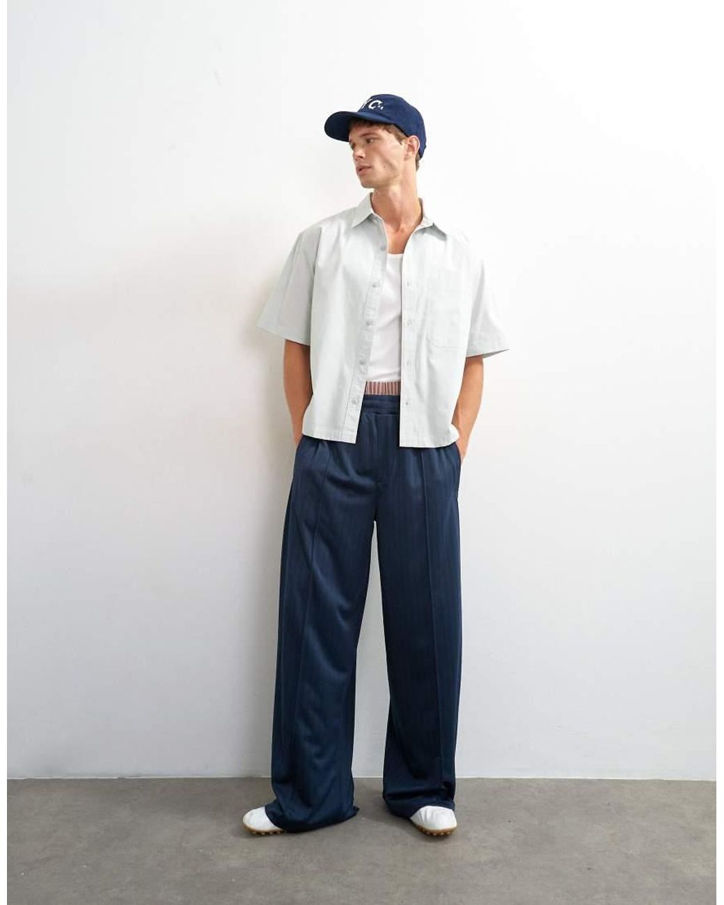 Topman White Relaxed Fit Crop Poplin Shirt for men