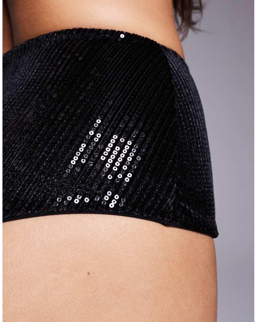 ASOS Black Brie Sequin High Waist Brief