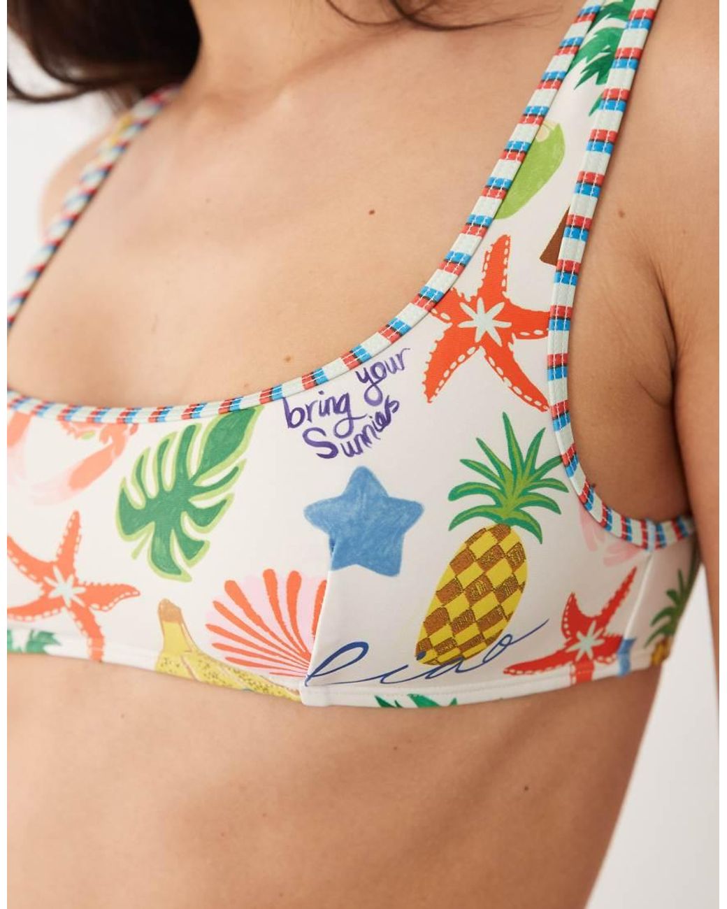 ASOS Natural Luna Mirissa Scoop Crop Bikini Top