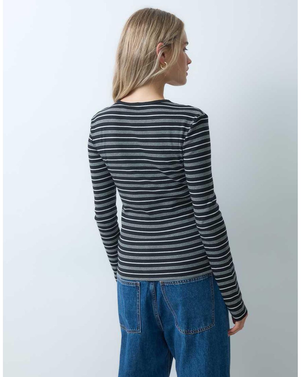 & Other Stories Blue Rib Long Sleeve T-shirt