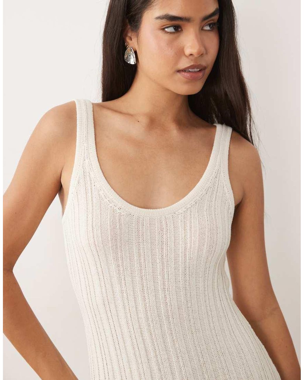 ASOS Natural Knitted Ladder Stitch Maxi Dress