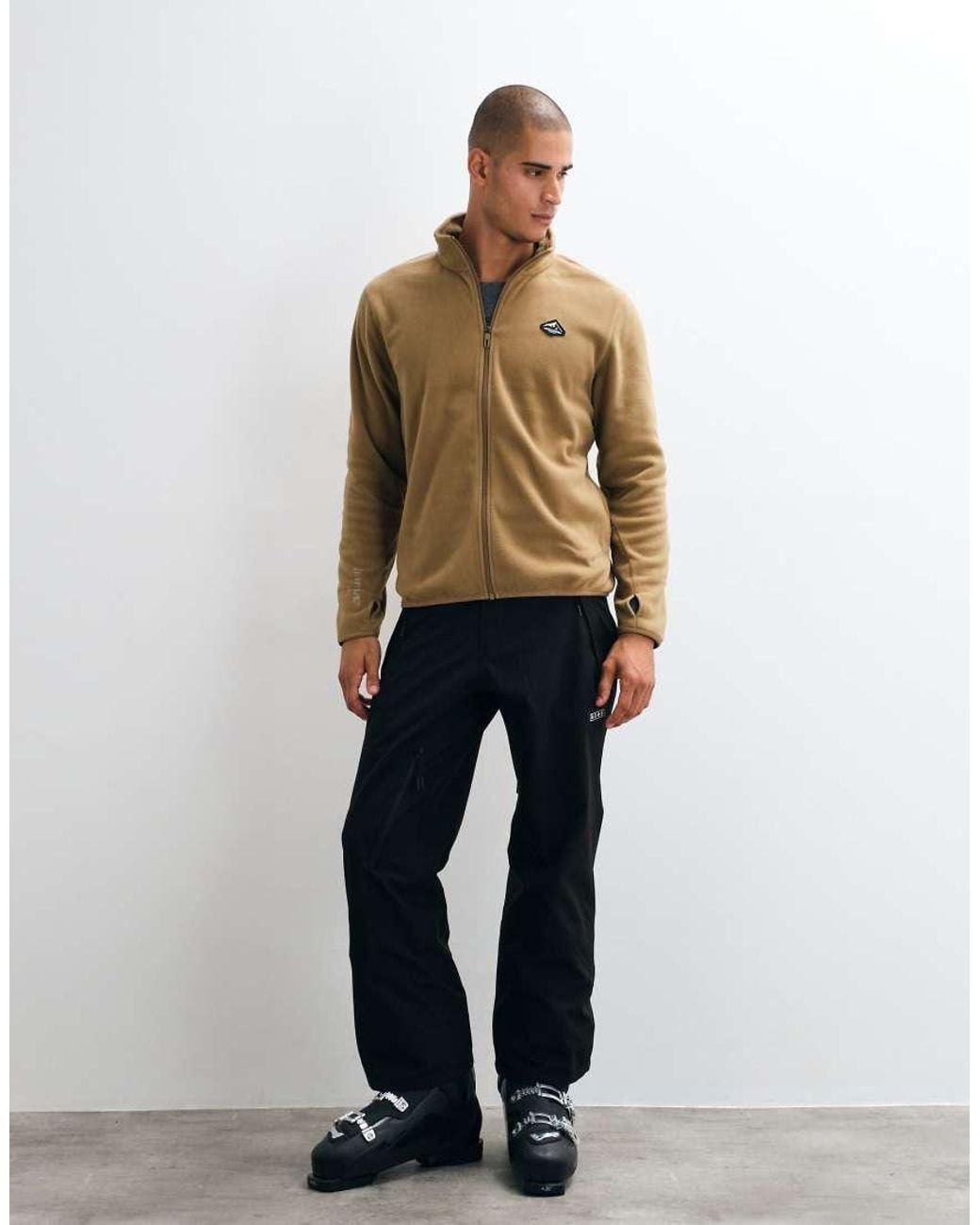 Jack & Jones Brown Ski High Neck Zip Through Fleece Jacket for men