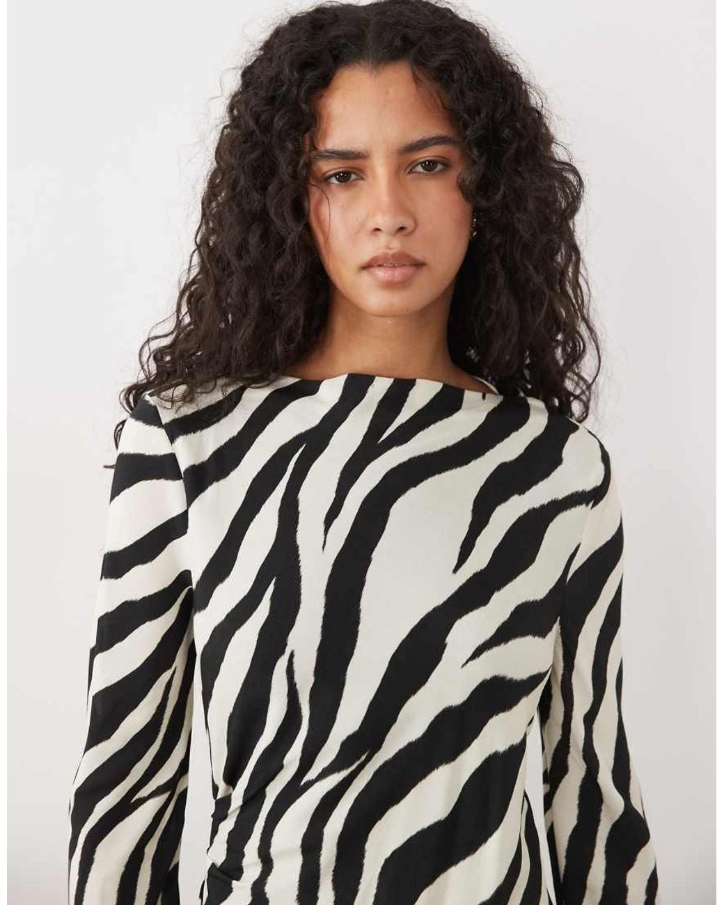 Mango White Long Sleeve Mini Dress