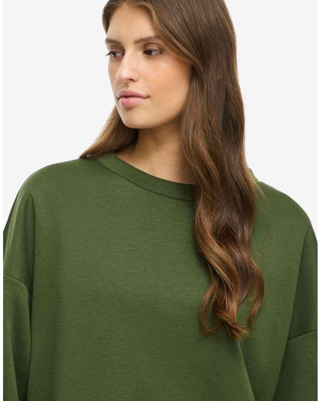 Noisy May Green Bloom Ribbed Loose Fit Crew Neck Sweatshirt