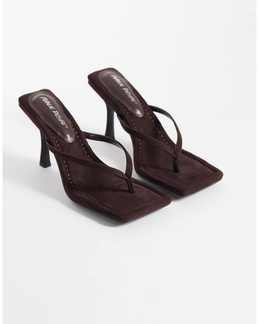 Public Desire White Maple Toe Thong Heeled Sandals