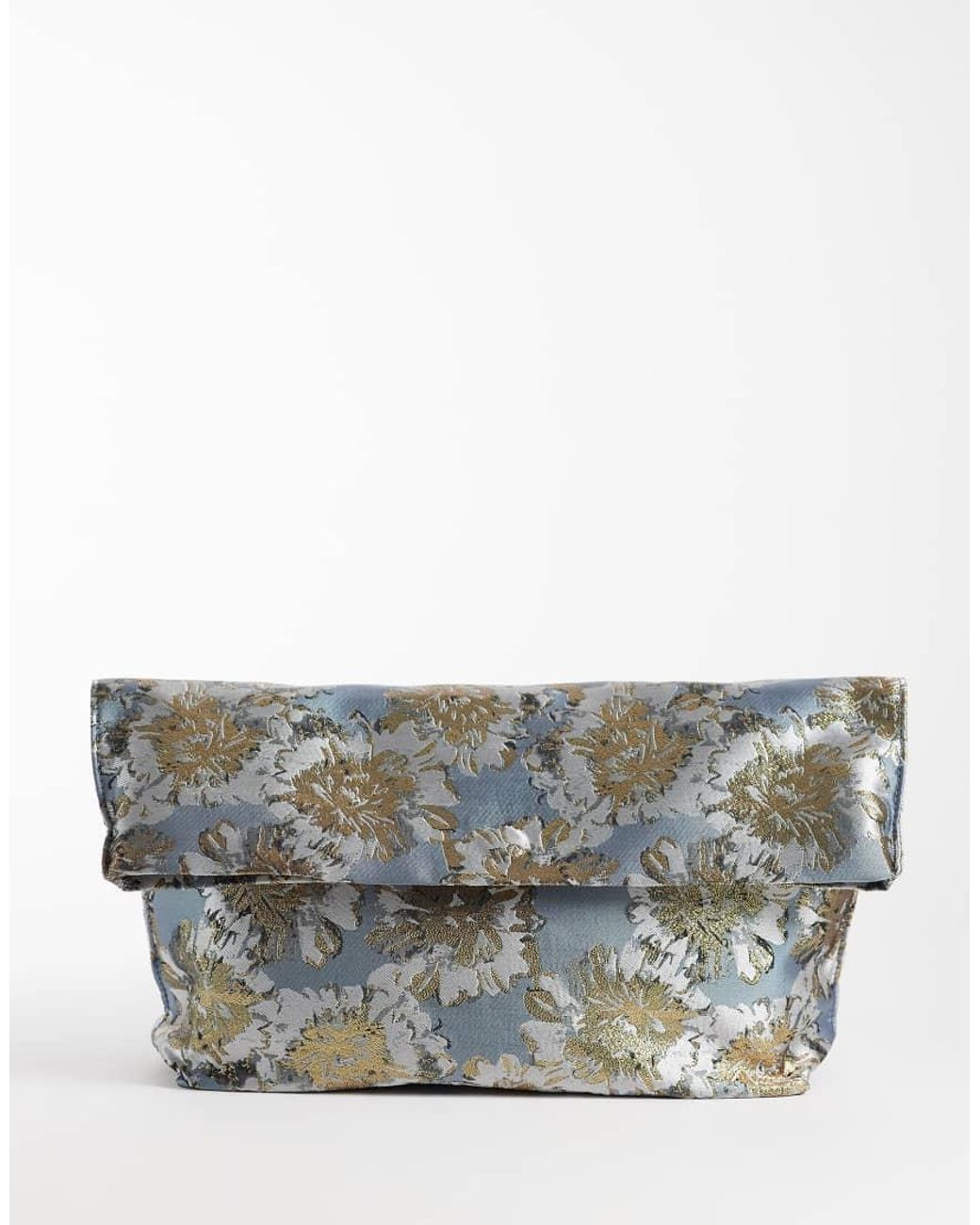 ASOS Gray Jacquard Soft Fold Over Clutch