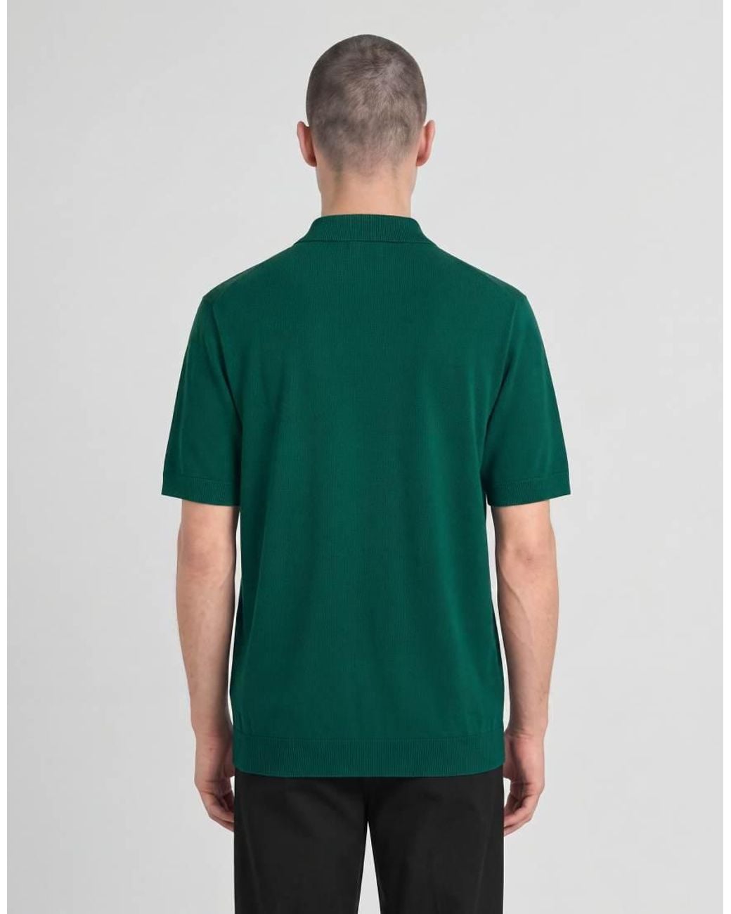 Lyle & Scott Green Mid Knits Knitted Polo Shirt for men