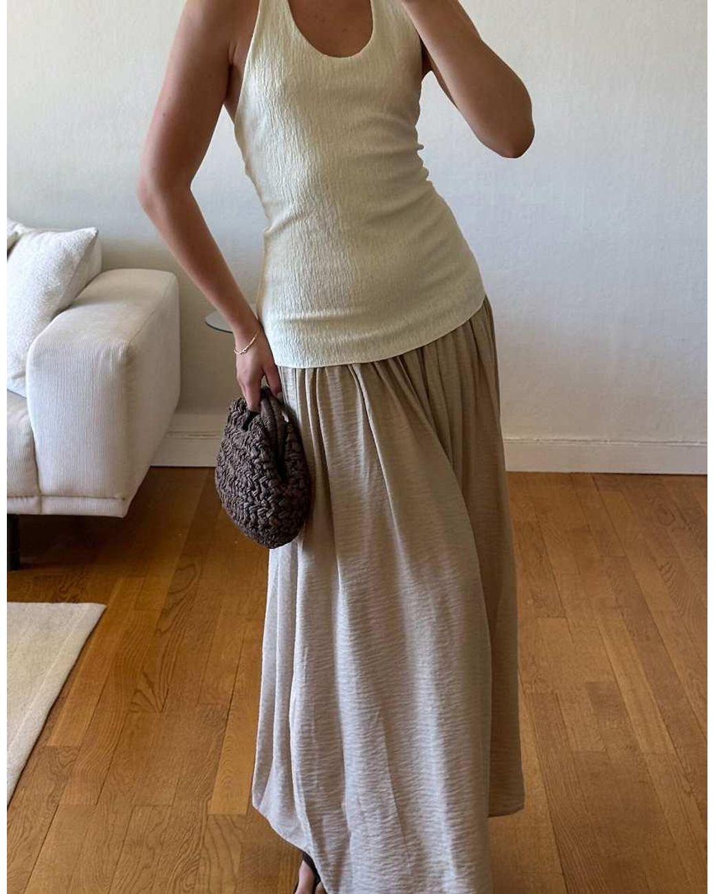 NA-KD Natural Halterneck Jersey Maxi Dress