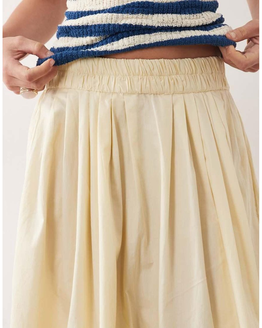 ASOS White Elasticated Waist Volume Midi Skirt