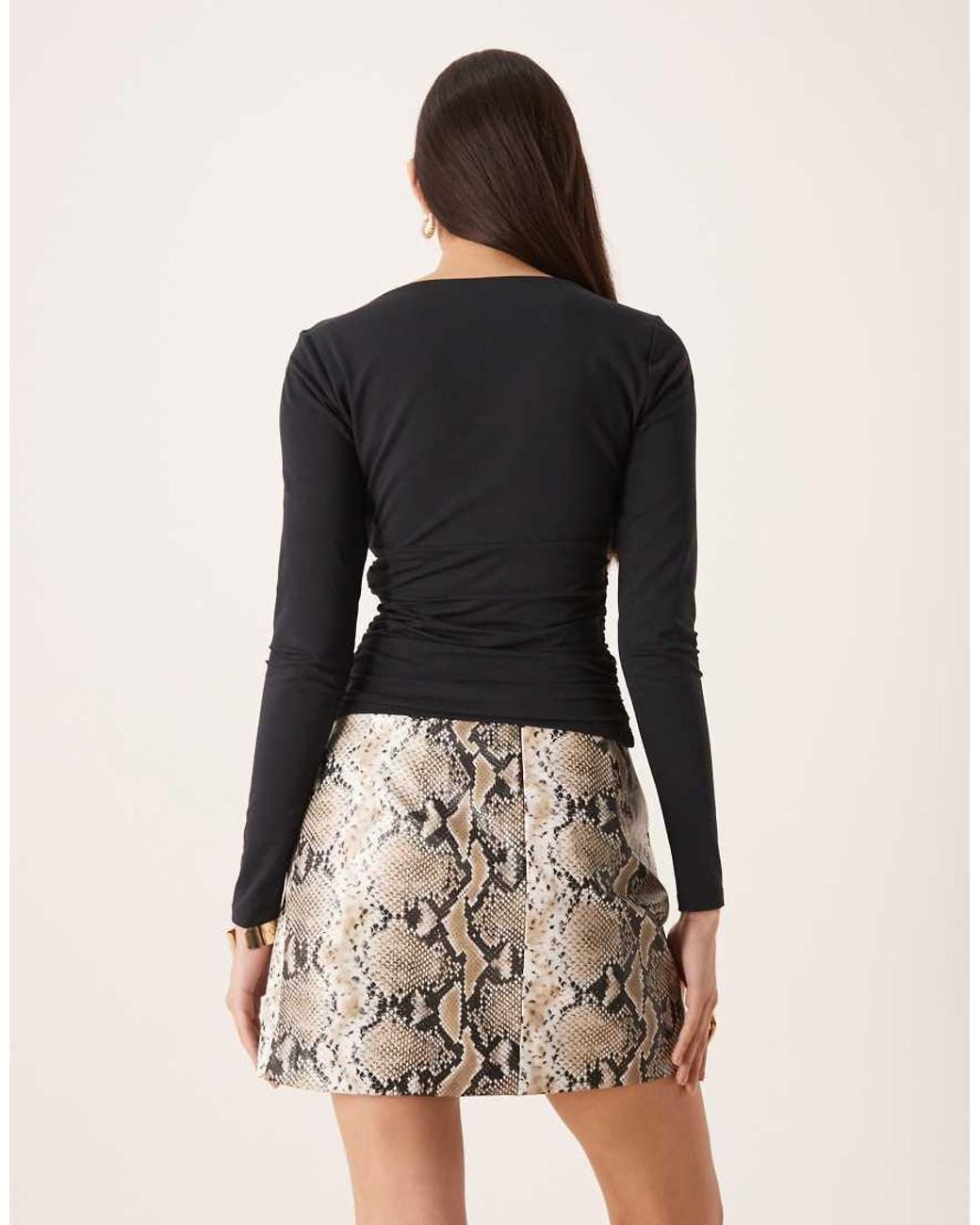 ASOS Black Tailored Faux-leather Mini Skirt With Split