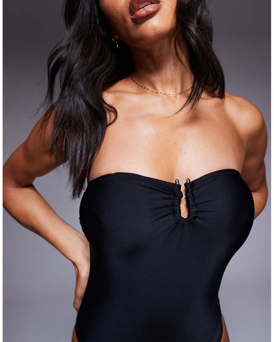 South Beach Black Essentials U Wire Bandeau Swimsuit