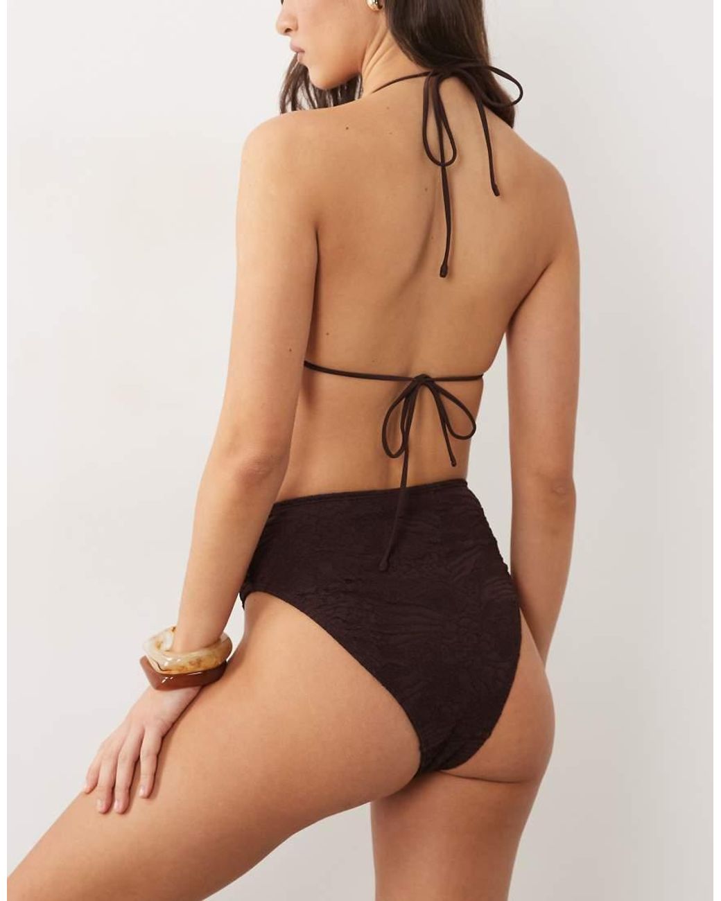 ASOS Brown Cassi Azores High Leg High Waist Bikini Bottom