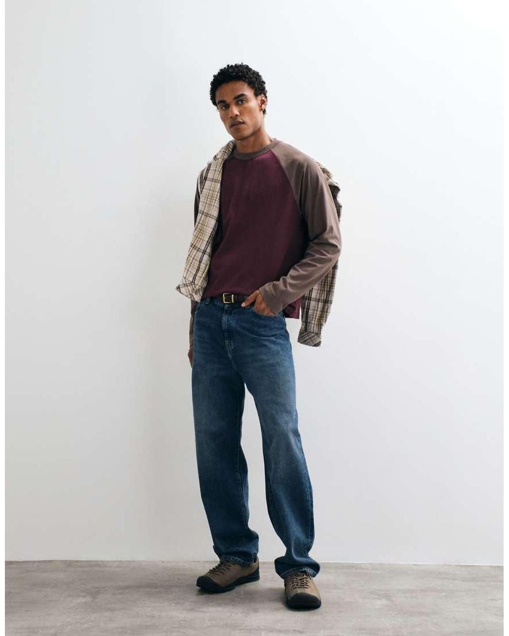 ASOS Purple Boxy Relaxed Long Sleeve Raglan T-Shirt for men