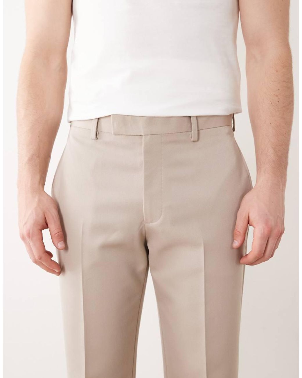 ASOS White Tailored Straight Cropped Trousers for men