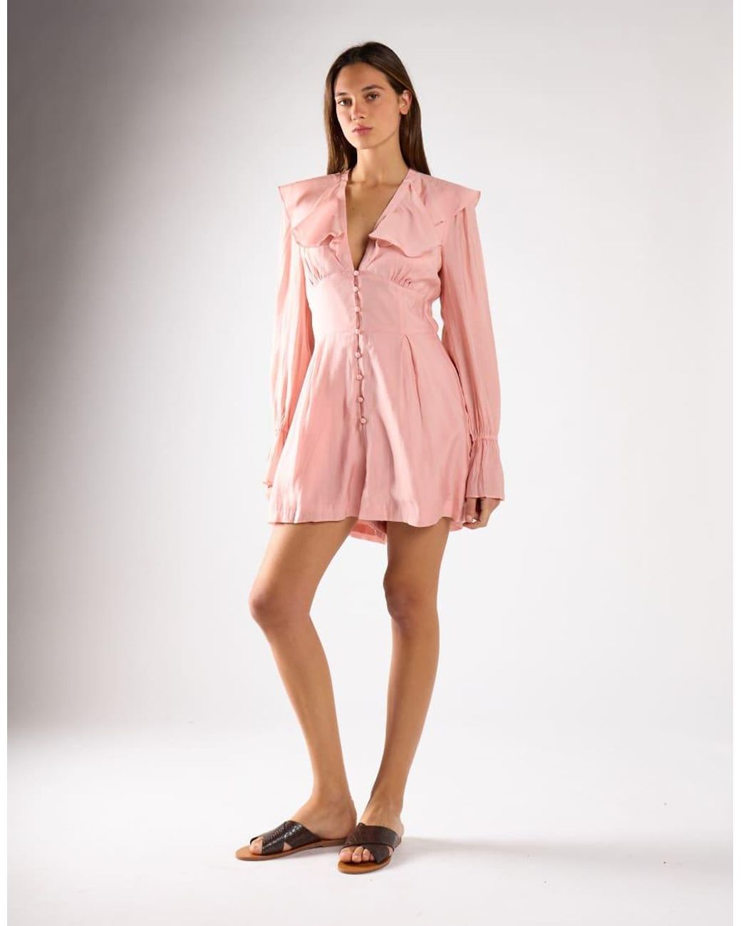 Glamorous Pink Loose Long-Sleeve-Playsuit