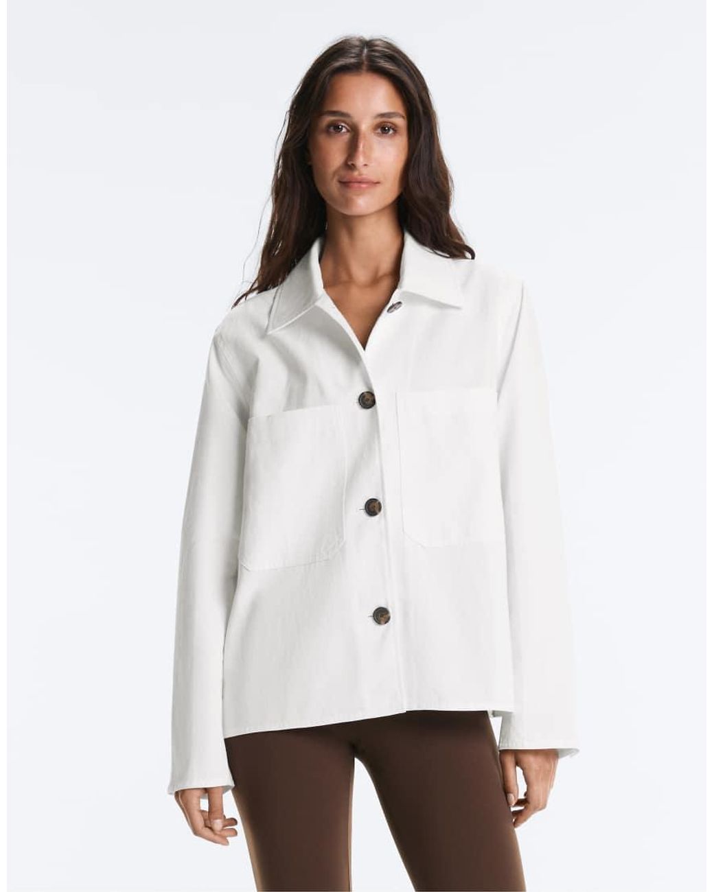 Oysho White Cotton Blend Pocket Jacket