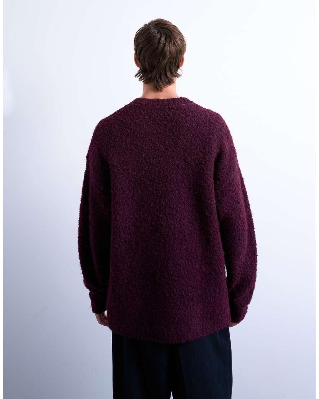 Topman Purple Relaxed Fit Boucle Jumper for men