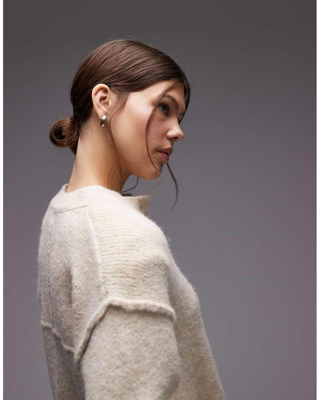 ASOS Gray Knitted Cardigan With Exposed Seams With Wool