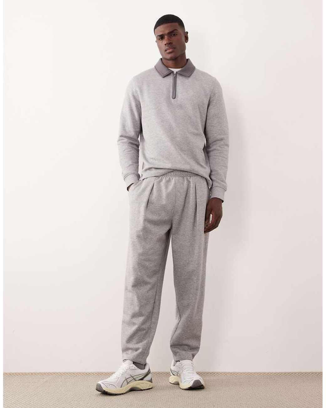ASOS Gray Quarter Zip Sweatshirt for men