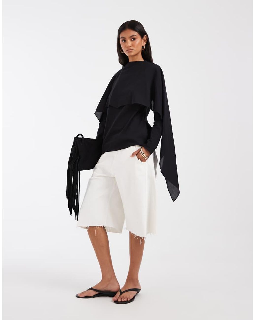 ASOS Blue Chiffon Scarf Detail Sheer Blouse