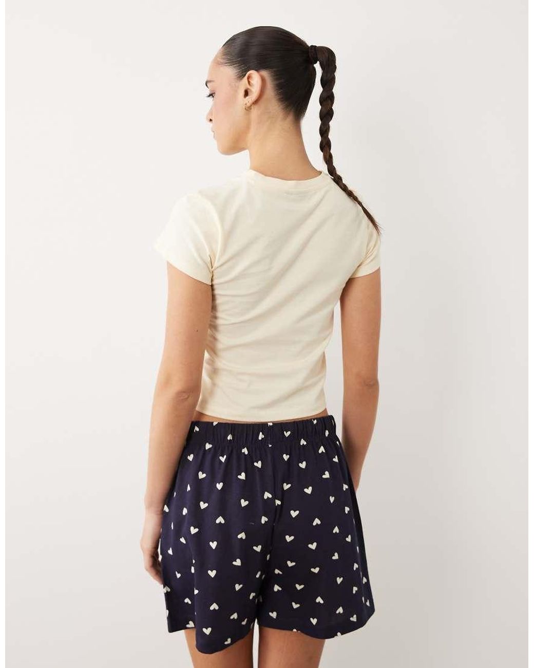 ASOS White One More Episode Slogan Baby Tee & Short Pyjama Set