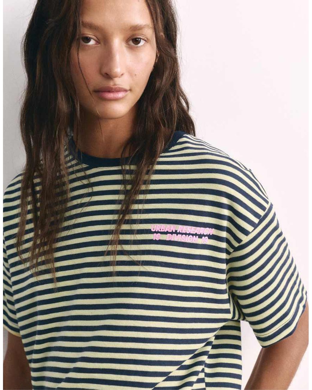 Pull&Bear Blue Striped T-Shirt With Text