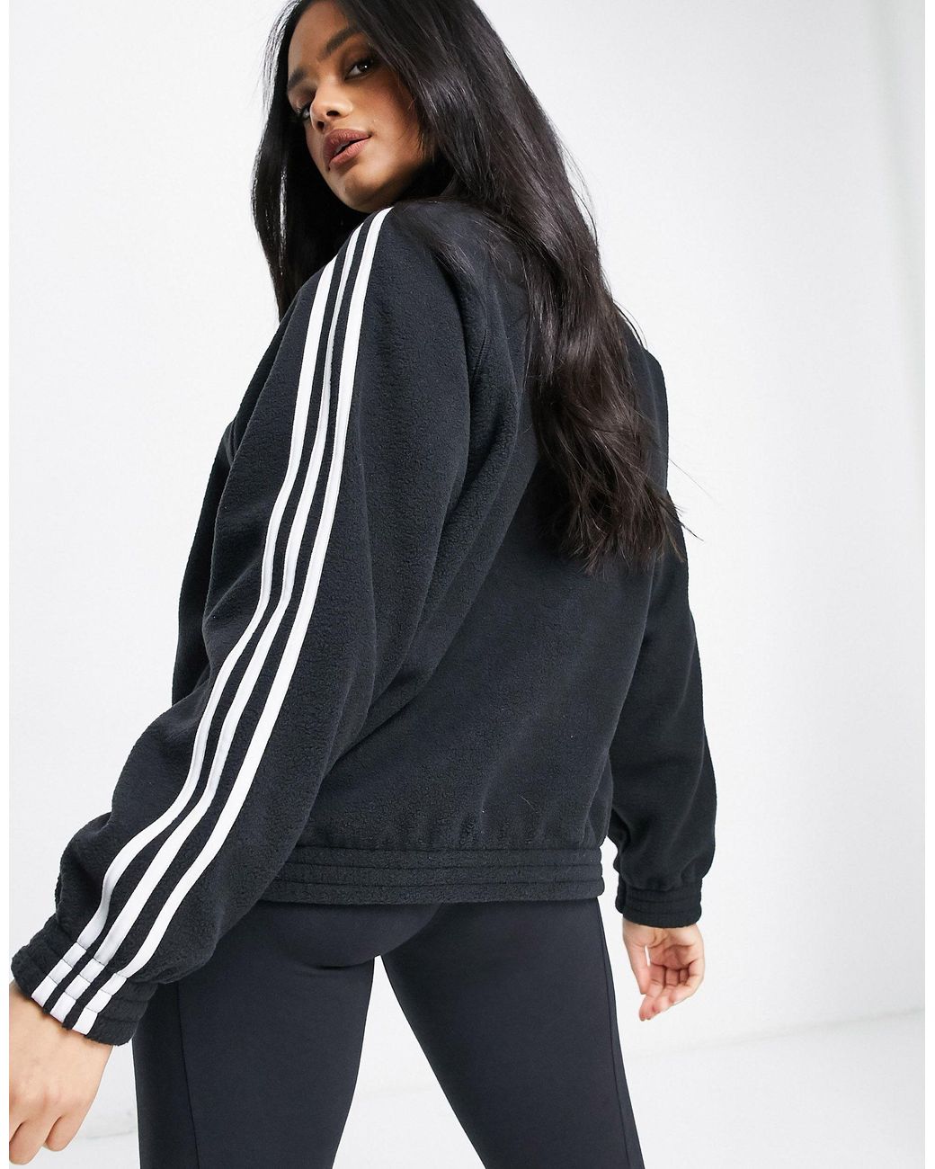 adidas originals adicolor three stripe quarter zip fleece sweatshirt