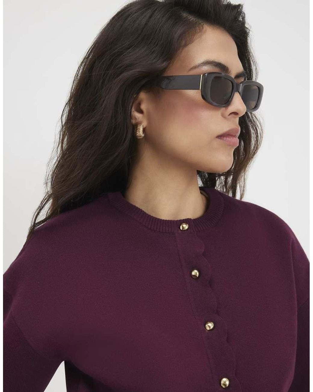 River Island Purple Scallop Detail Knit Cardigan