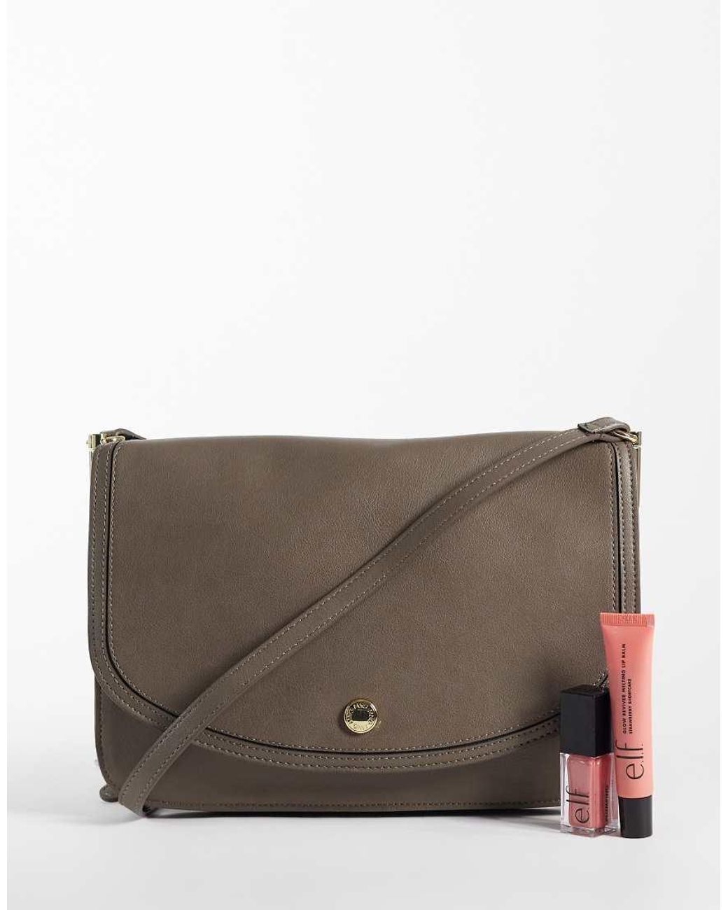 Mango Gray Faux Leather Classic Cross Body Bag