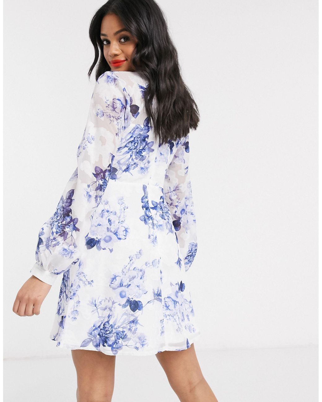 lipsy delilah printed burnout skater dress
