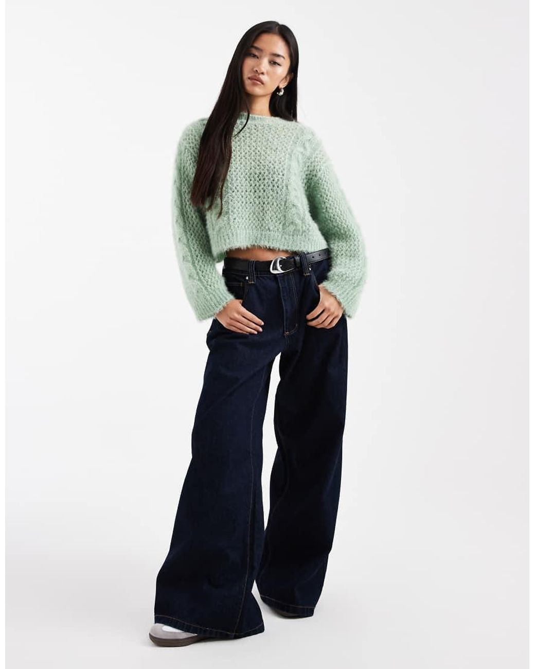 Miss Selfridge Green Chunky Cable Knit Jumper