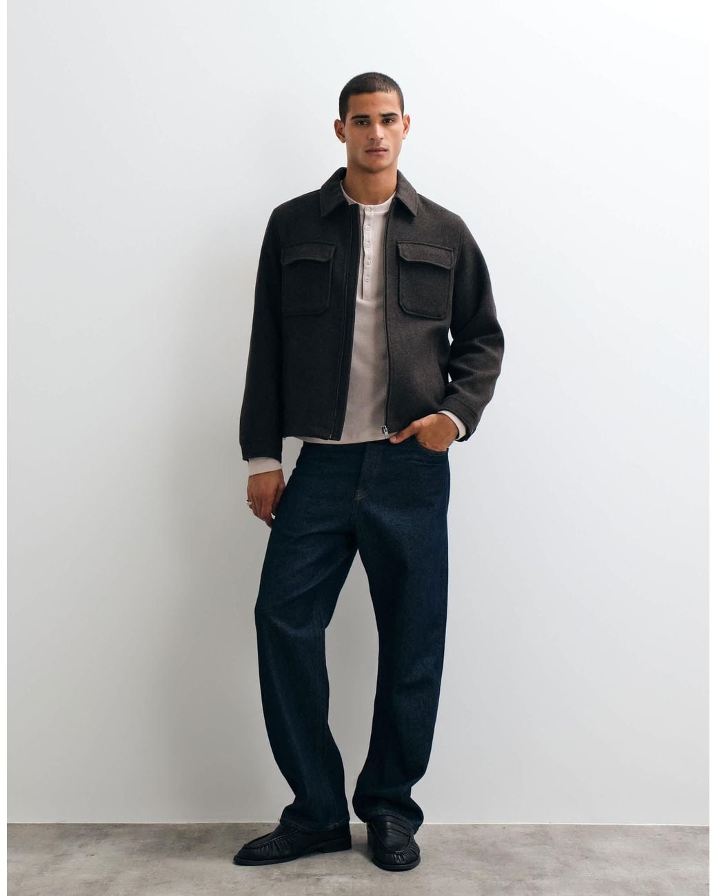 Jack & Jones Black Wool Blend Jacket for men