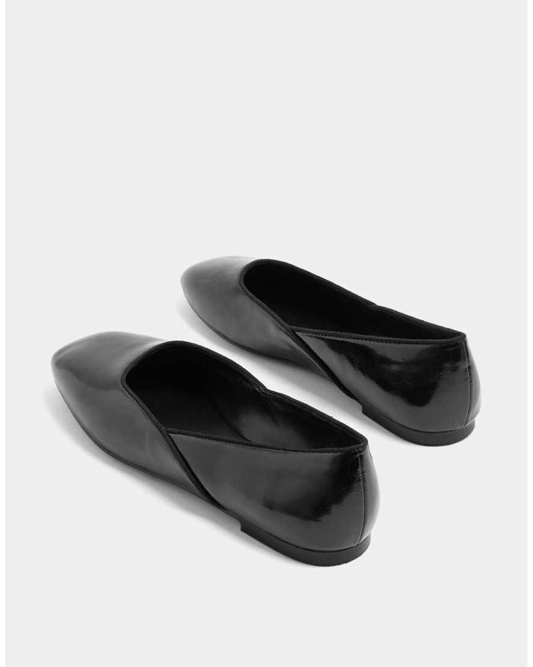 Yours Clothing Black Wide Fit Square Toe Ballet Pumps