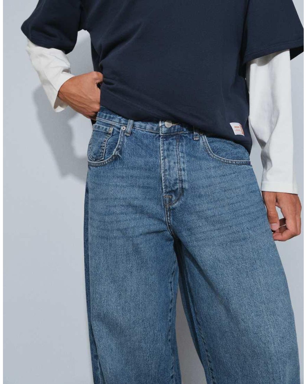 Only & Sons Blue Kayce Barrel Fit Jeans for men