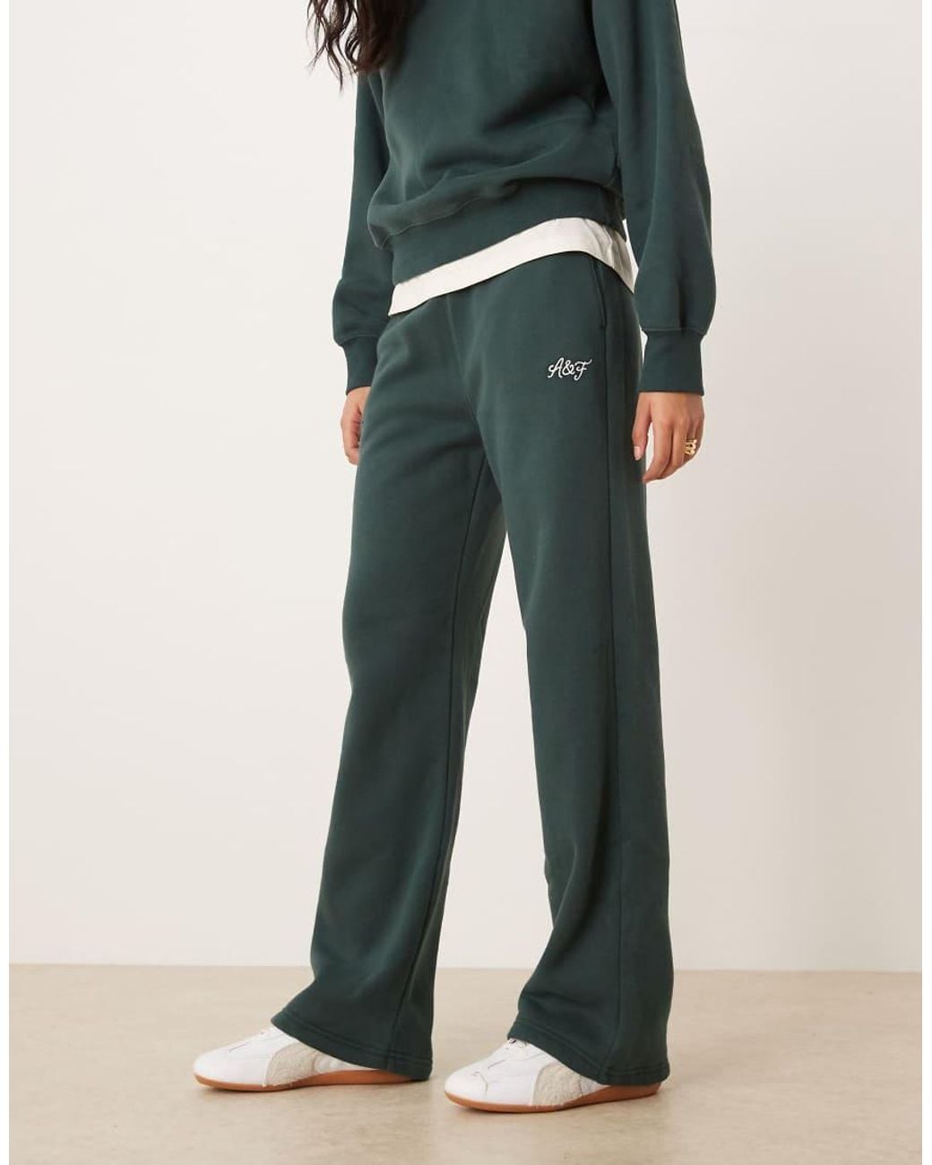 Abercrombie & Fitch Green Side Logo High Rise Relaxed Joggers Co-Ord