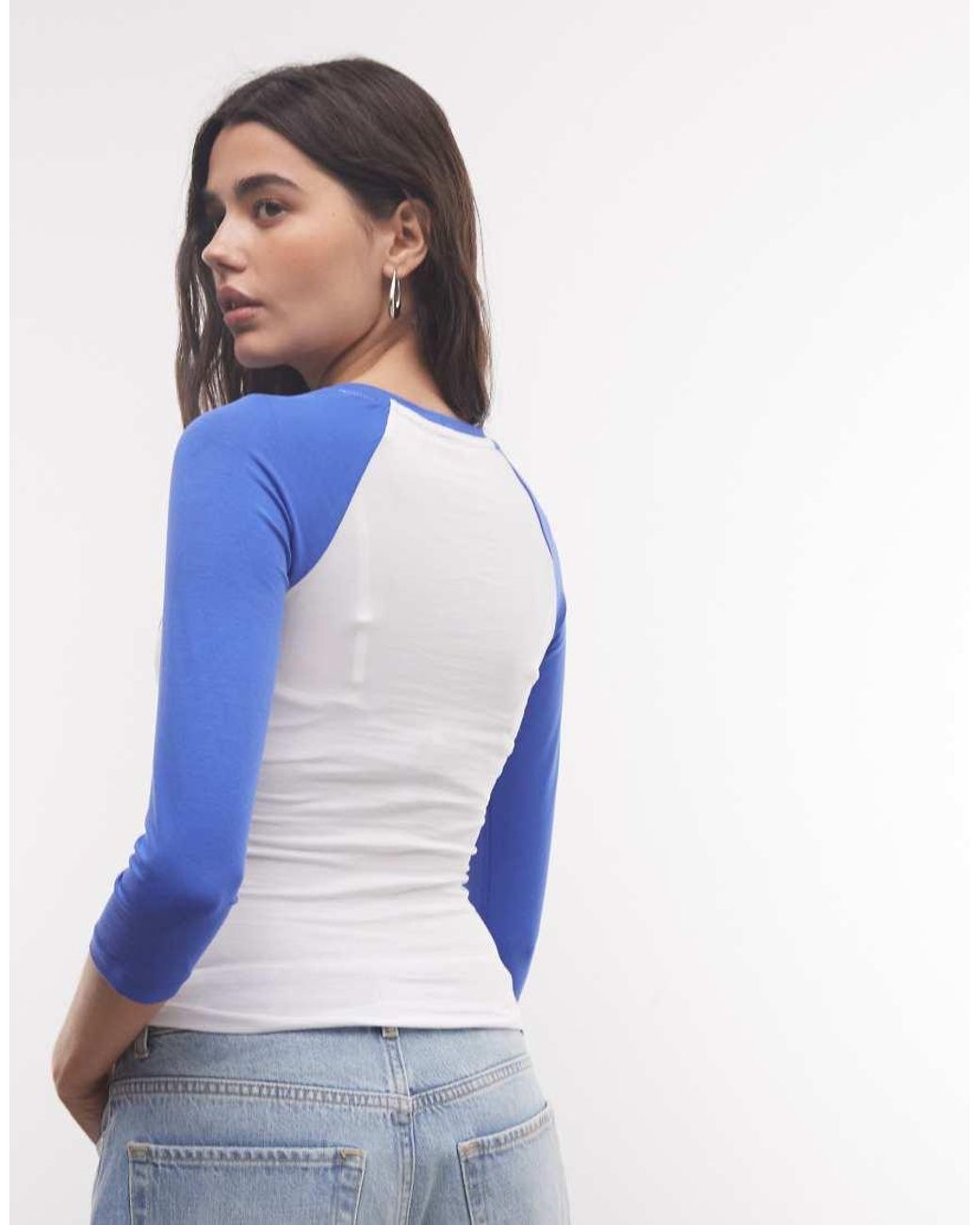 Collusion Blue 3/4 Sleeve Fitted Raglan