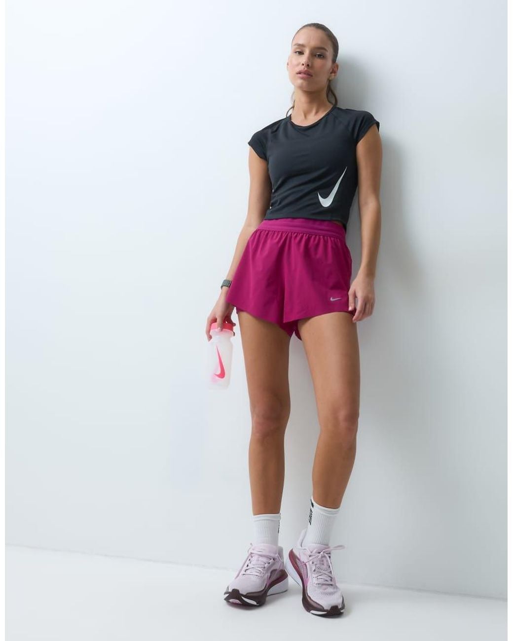 Nike Black Tempo Swoosh Dri-fit Short Sleeve Top