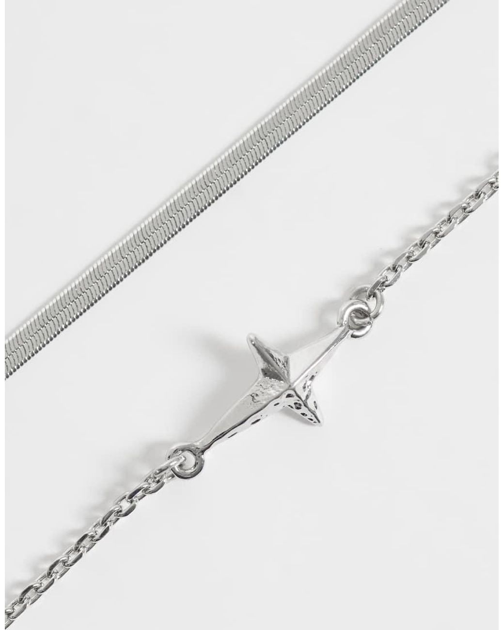ASOS White 2 Pack Snake Chain And Cross Charm Bracelet for men