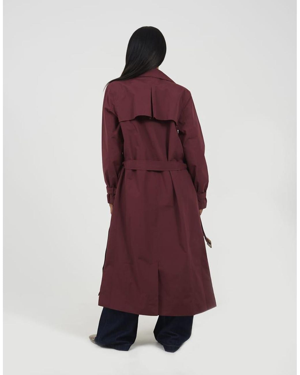 Brave Soul Red Double-Breasted Longline Trench Coat